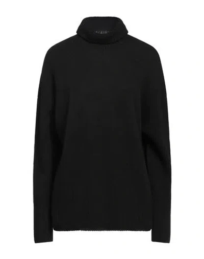 Aragona Woman Turtleneck Black Size 8 Virgin Wool, Cashmere In Black