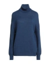 Aragona Woman Turtleneck Blue Size 12 Merino Wool