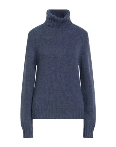 Aragona Woman Turtleneck Blue Size 6 Wool