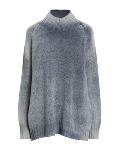 Aragona Woman Turtleneck Blue Size 8 Cashmere In Gray
