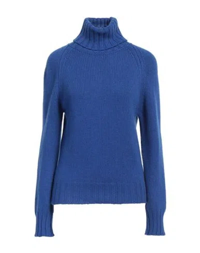 Aragona Woman Turtleneck Blue Size 10 Cashmere
