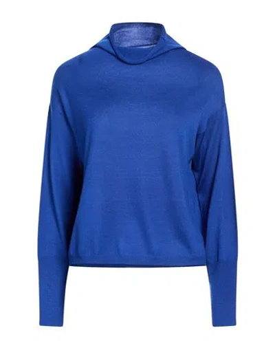 Aragona Woman Turtleneck Bright Blue Size 2 Merino Wool