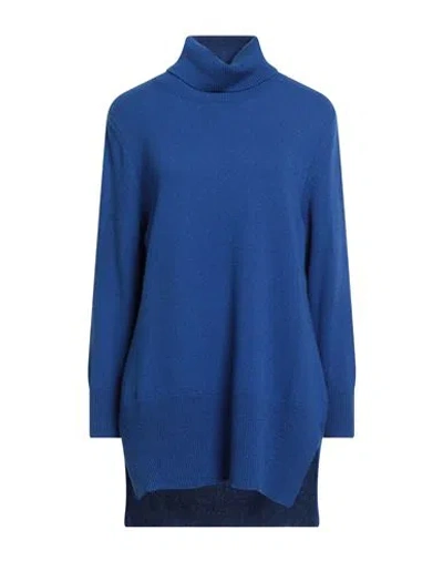 Aragona Woman Turtleneck Bright Blue Size 8 Cashmere