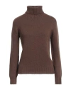 Aragona Woman Turtleneck Brown Size 8 Cashmere
