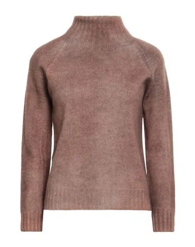 Aragona Woman Turtleneck Brown Size 10 Wool, Cashmere