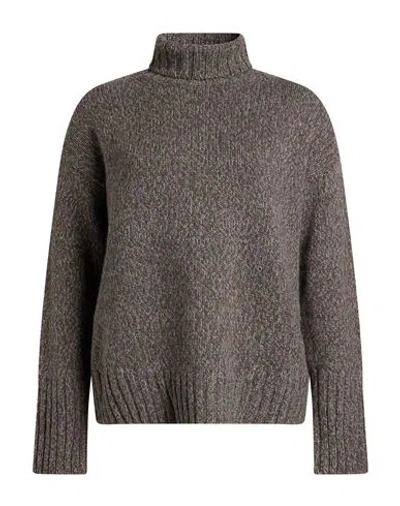 Aragona Woman Turtleneck Brown Size 6 Baby Alpaca Wool, Cotton In Gray