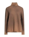 Aragona Woman Turtleneck Brown Size 6 Wool, Cashmere