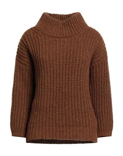 Aragona Woman Turtleneck Brown Size 8 Baby Alpaca Wool, Merino Wool, Polyamide