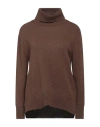 Aragona Woman Turtleneck Brown Size 8 Cashmere