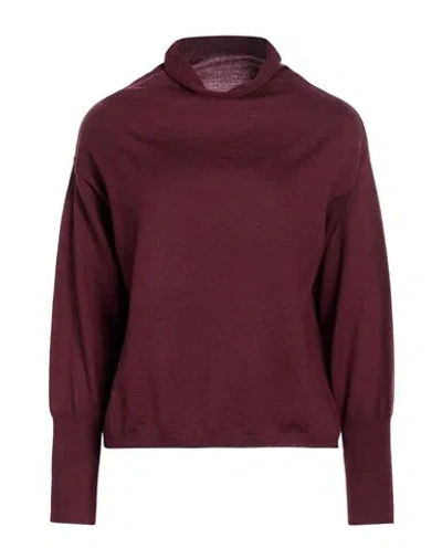 Aragona Woman Turtleneck Burgundy Size 8 Merino Wool