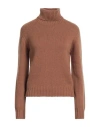 Aragona Woman Turtleneck Camel Size 10 Cashmere In Beige