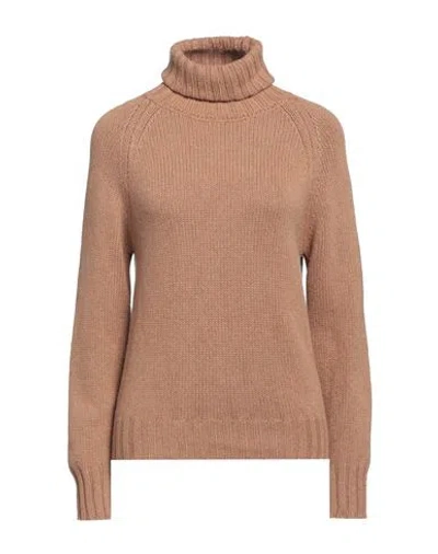 Aragona Woman Turtleneck Camel Size 10 Cashmere In Beige