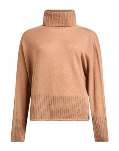 Aragona Woman Turtleneck Camel Size 4 Cashmere In Animal Print