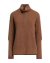 Aragona Woman Turtleneck Camel Size 4 Cashmere In Brown