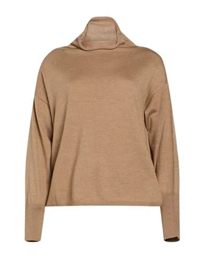 Aragona Woman Turtleneck Camel Size 4 Merino Wool In Brown