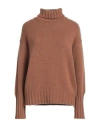 Aragona Woman Turtleneck Camel Size 8 Cashmere