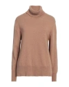 Aragona Woman Turtleneck Camel Size 8 Cashmere In Beige