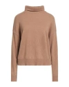 Aragona Woman Turtleneck Camel Size 8 Cashmere In Brown