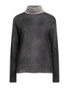 Aragona Woman Turtleneck Charcoal Size 10 Wool, Cashmere In Gray