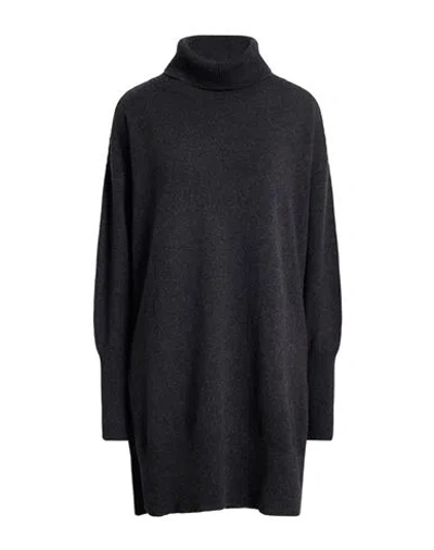 Aragona Woman Turtleneck Charcoal Size 6 Cashmere In Black