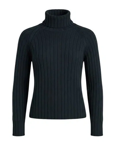 Aragona Woman Turtleneck Charcoal Size 6 Merino Wool In Blue