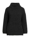 Aragona Woman Turtleneck Charcoal Size 8 Baby Alpaca Wool, Merino Wool, Polyamide In Black