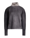 Aragona Woman Turtleneck Charcoal Size 8 Wool, Cashmere In Gray