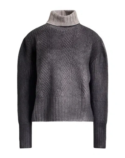 Aragona Woman Turtleneck Charcoal Size 8 Wool, Cashmere In Gray