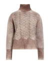 Aragona Woman Turtleneck Chocolate Brown Size 8 Wool, Cashmere In Multi