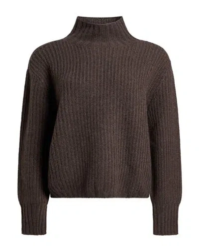 Aragona Woman Turtleneck Dark Brown Size 2 Cashmere