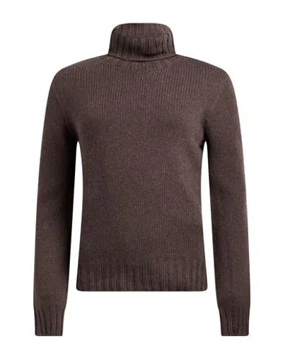 Aragona Woman Turtleneck Dark Brown Size 2 Cashmere