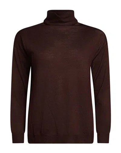 Aragona Woman Turtleneck Dark Brown Size 2 Merino Wool