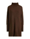 Aragona Woman Turtleneck Dark Brown Size 6 Cashmere