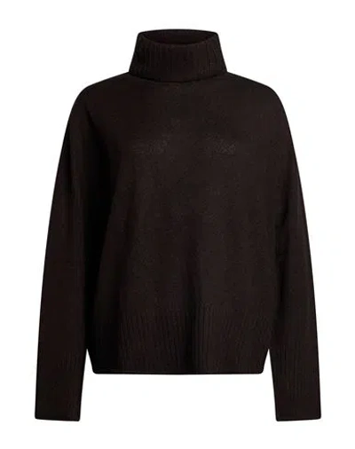 Aragona Woman Turtleneck Dark Brown Size 6 Cashmere