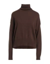 Aragona Woman Turtleneck Dark Brown Size 8 Cashmere In Brown