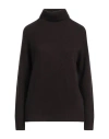 Aragona Woman Turtleneck Dark Brown Size 8 Wool, Cashmere