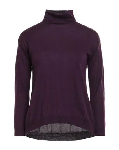 Aragona Woman Turtleneck Dark Purple Size 6 Merino Wool In Multi