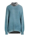 Aragona Woman Turtleneck Deep Teal Size 10 Cashmere In Blue