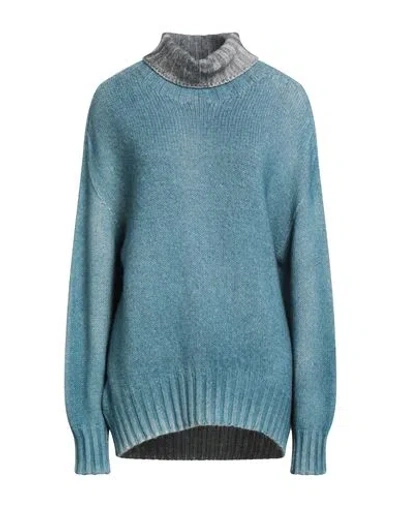 Aragona Woman Turtleneck Deep Teal Size 10 Cashmere In Blue