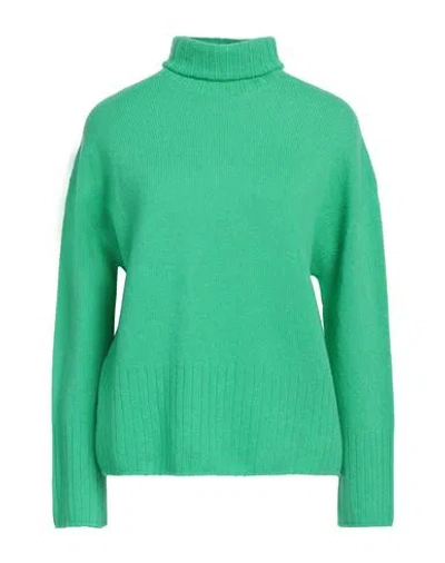 Aragona Woman Turtleneck Green Size 8 Virgin Wool, Cashmere