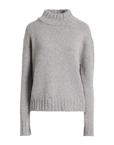 ARAGONA ARAGONA WOMAN TURTLENECK GREY SIZE 10 BABY ALPACA WOOL, MERINO WOOL