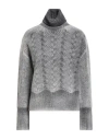 Aragona Woman Turtleneck Grey Size 10 Wool, Cashmere In Gray