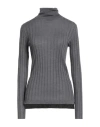 Aragona Woman Turtleneck Grey Size 12 Merino Wool In Gray