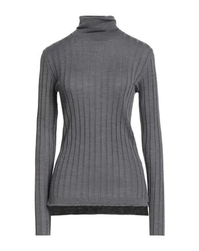Aragona Woman Turtleneck Grey Size 12 Merino Wool In Gray