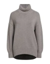 Aragona Woman Turtleneck Grey Size 8 Merino Wool In Gray