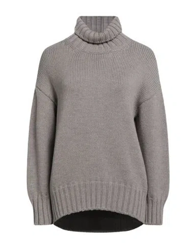Aragona Woman Turtleneck Grey Size 8 Merino Wool In Gray