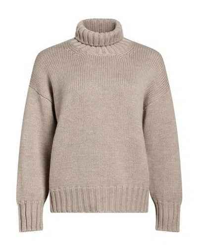 Aragona Woman Turtleneck Grey Size 8 Wool In Neutral