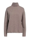 Aragona Woman Turtleneck Khaki Size 12 Virgin Wool, Cashmere In Beige