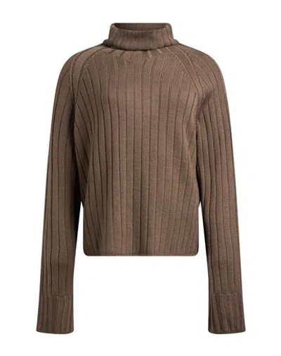 Aragona Woman Turtleneck Khaki Size 2 Merino Wool In Multi