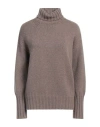 Aragona Woman Turtleneck Khaki Size 8 Cashmere In Beige